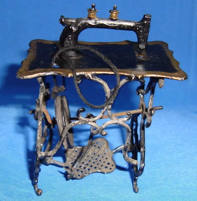 Old Vintage Pewter Material Miniature Sewing Machine from Germany 1930