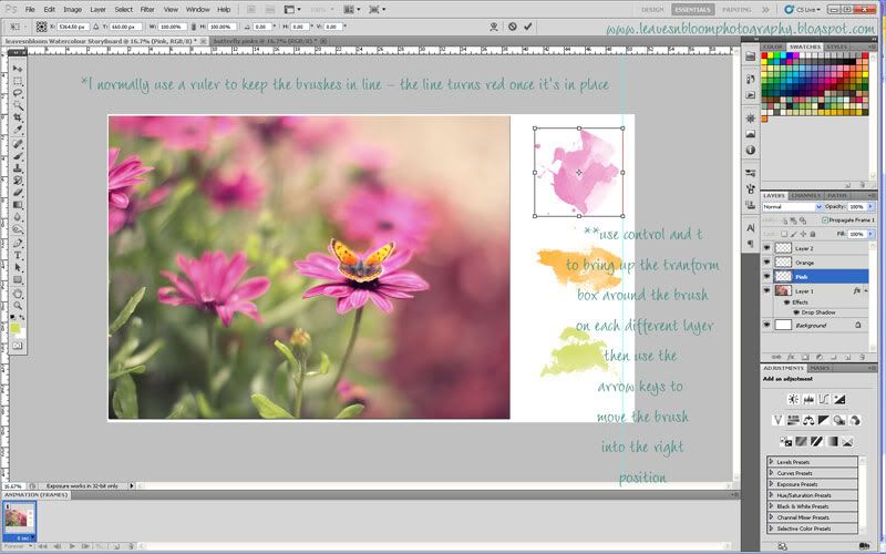 how to make Colour Palette Photographs template - alignment of brushes on colour palette