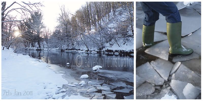 a river in Perthshire frozen in winter