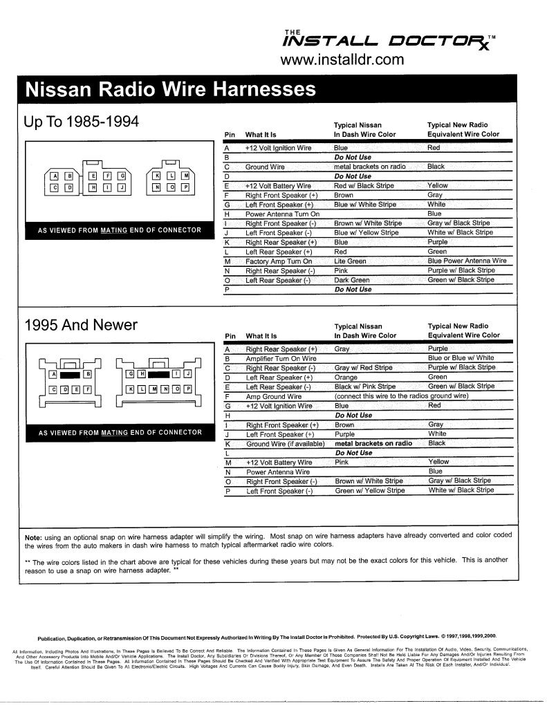 1995 Nissan maxima radio wiring harness #1