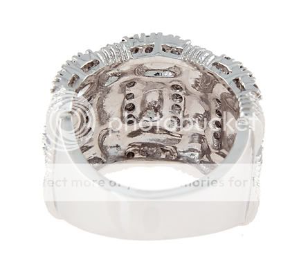 SILVER WEAVING STYLE CUBIC ZIRCONIA DOME BAND/ RING  