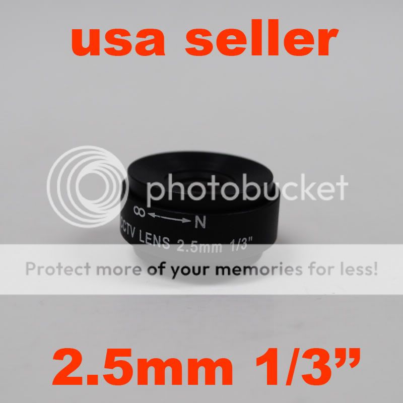 This listing is for (1) 2.5 mm 1/3 F1.2 CCTV Fixed mount lens for 