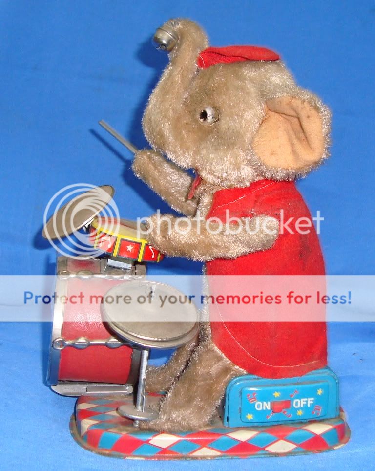   Vintage Battery Operated Drummer Elephant from Japan 1960 Very Rare