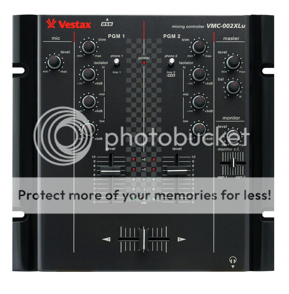 VESTAX VMC 002XLu USB BLK 2 Channel DJ mixer with USB and XLR Outputs 