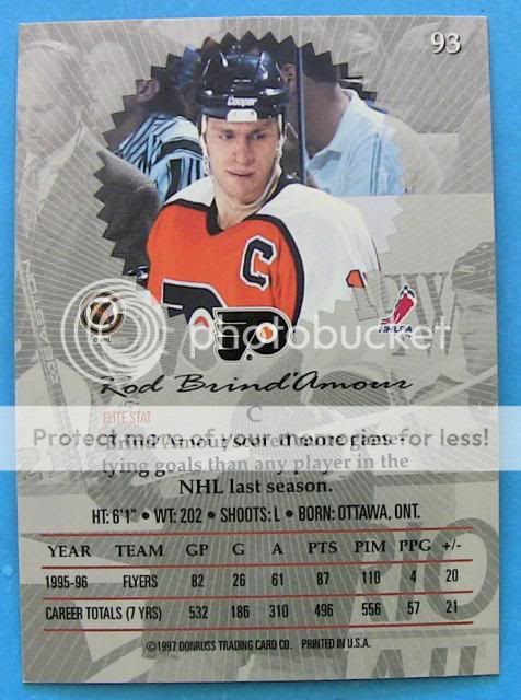 ROD BRINDAMOUR, DONRUSS ELITE #93, FLYERS, 5 for 4  